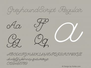 GreyhoundScript Regular Version 001.000 Font Sample
