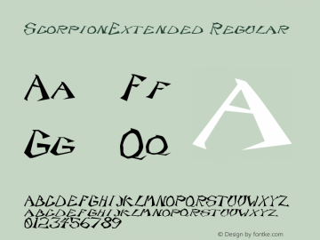 ScorpionExtended Regular Rev. 003.000 Font Sample