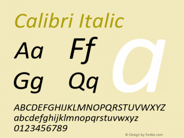 Calibri-Italic Version 6.23图片样张