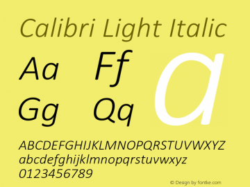 Calibri-LightItalic Version 6.23图片样张