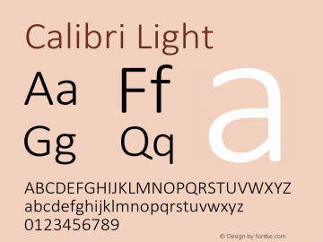 Calibri-Light Version 6.23图片样张