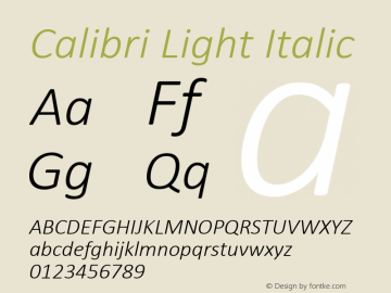 Calibri Light Italic Version 6.23图片样张