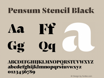 Pensum Stencil Black Version 1.000图片样张