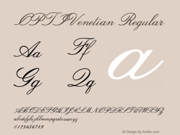 OPTIVenetian Regular Version 001.000 Font Sample