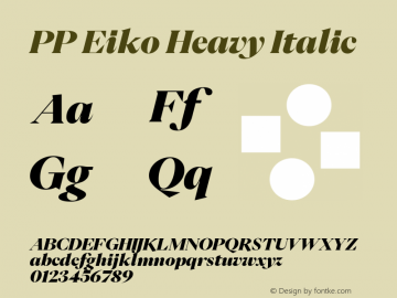 PP Eiko Heavy Italic Version 1.000图片样张