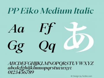 PP Eiko Medium Italic Version 1.000图片样张