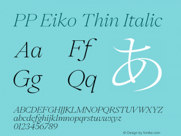 PP Eiko Thin Italic Version 1.000图片样张