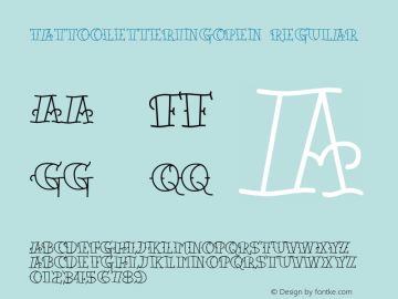 TattooLetteringOpen Regular Macromedia Fontographer 4.1.5 6/30/04 Font Sample