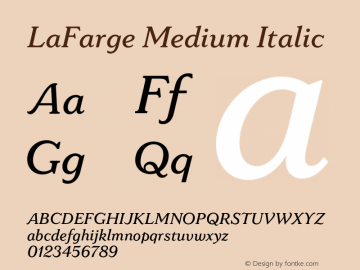 LaFarge Medium Italic Version 1.000;FEAKit 1.0图片样张