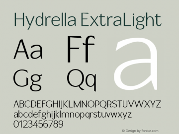 Hydrella ExtraLight Version 1.000图片样张