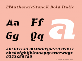 Linotype Authentic Stencil HeavyItalic Version 1.0; 2000; initial release图片样张