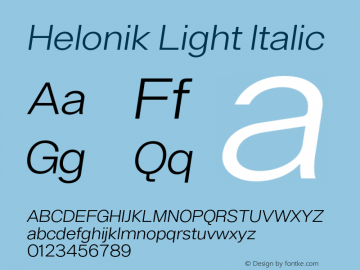 Helonik Light Italic 1.000图片样张