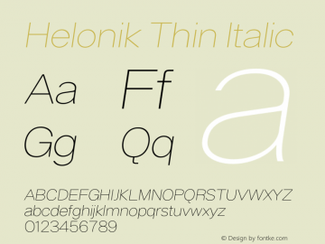 Helonik Thin Italic 1.000图片样张