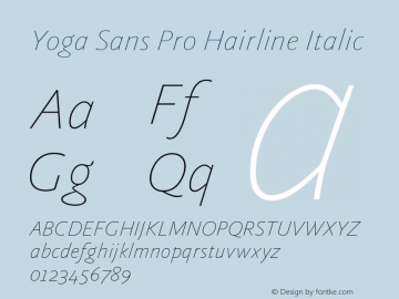 Yoga Sans Pro Hairline Italic Version 7.600, build 1028, FoPs, FL 5.04图片样张