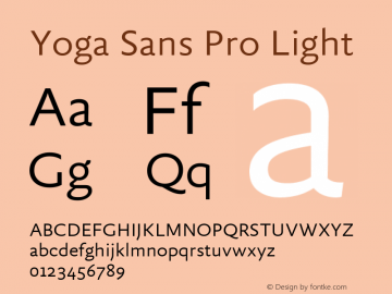 Yoga Sans Pro Light Version 7.600, build 1028, FoPs, FL 5.04图片样张