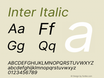 Inter Italic Version 3.009;git-88e3c6a60图片样张