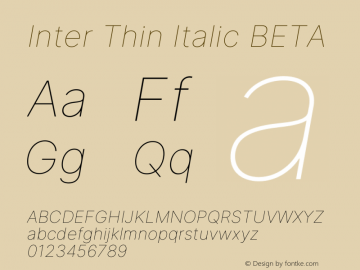 Inter Thin Italic BETA Version 3.009;git-88e3c6a60图片样张