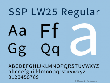 SSP LW25 Regular Version 2.020;hotconv 1.0.109;makeotfexe 2.5.65596图片样张