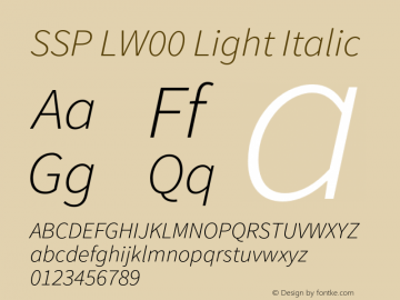 SSP LW00 Light Italic Version 1.075;hotconv 1.0.109;makeotfexe 2.5.65596图片样张