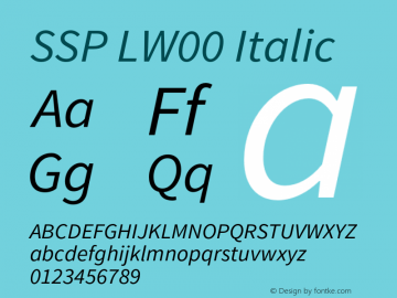 SSP LW00 Regular Italic Version 1.075;hotconv 1.0.109;makeotfexe 2.5.65596图片样张