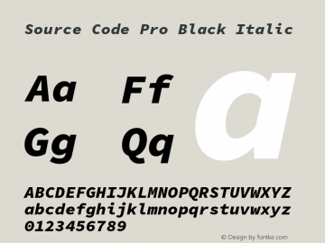 Source Code Pro Black Italic Version 1.050;PS 1.0;hotconv 16.6.51;makeotf.lib2.5.65220图片样张