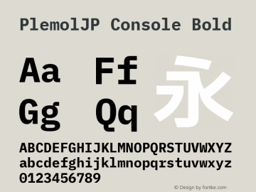 PlemolJP Console Bold Version 0.0.1 ; ttfautohint (v1.8.3) -l 6 -r 45 -G 200 -x 14 -D latn -f none -a qsq -W -X 