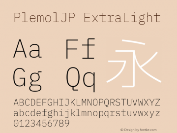 PlemolJP ExtraLight Version 0.0.3 ; ttfautohint (v1.8.3) -l 6 -r 45 -G 200 -x 14 -D latn -f none -a qsq -W -X 