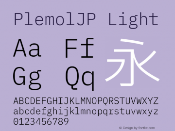 PlemolJP Light Version 0.0.3 ; ttfautohint (v1.8.3) -l 6 -r 45 -G 200 -x 14 -D latn -f none -a qsq -W -X 