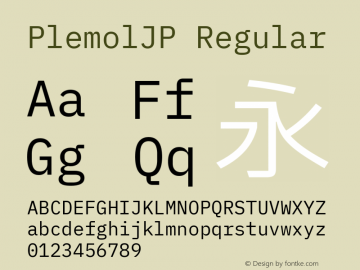 PlemolJP Regular Version 0.0.3 ; ttfautohint (v1.8.3) -l 6 -r 45 -G 200 -x 14 -D latn -f none -a qsq -W -X 
