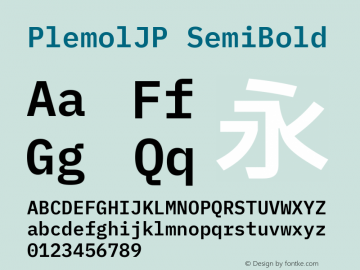 PlemolJP SemiBold Version 0.0.3 ; ttfautohint (v1.8.3) -l 6 -r 45 -G 200 -x 14 -D latn -f none -a qsq -W -X 