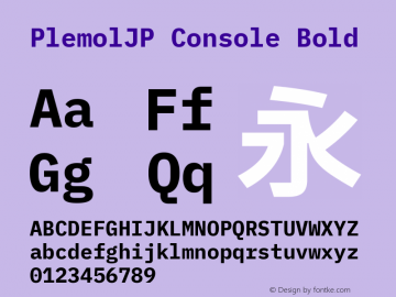 PlemolJP Console Bold Version 0.0.3 ; ttfautohint (v1.8.3) -l 6 -r 45 -G 200 -x 14 -D latn -f none -a qsq -W -X 