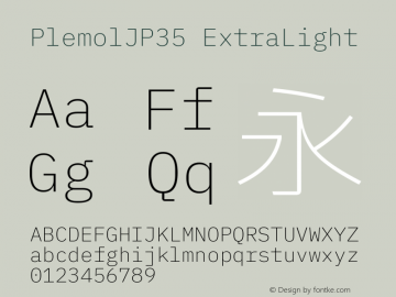 PlemolJP35 ExtraLight Version 0.0.3 ; ttfautohint (v1.8.3) -l 6 -r 45 -G 200 -x 14 -D latn -f none -a qsq -W -X 