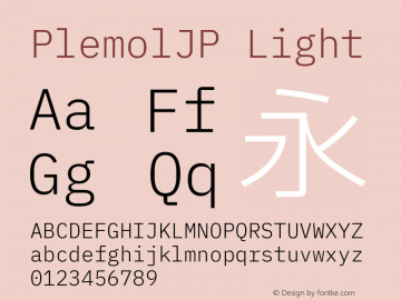PlemolJP Light Version 0.0.4 ; ttfautohint (v1.8.3) -l 6 -r 45 -G 200 -x 14 -D latn -f none -a qsq -W -X 
