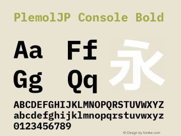 PlemolJP Console  Bold Version 0.0.4 ; ttfautohint (v1.8.3) -l 6 -r 45 -G 200 -x 14 -D latn -f none -a qsq -W -X 