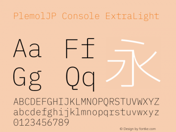 PlemolJP Console  ExtraLight Version 0.0.4 ; ttfautohint (v1.8.3) -l 6 -r 45 -G 200 -x 14 -D latn -f none -a qsq -W -X 