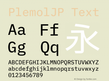 PlemolJP Text Version 0.0.4 ; ttfautohint (v1.8.3) -l 6 -r 45 -G 200 -x 14 -D latn -f none -a qsq -W -X 