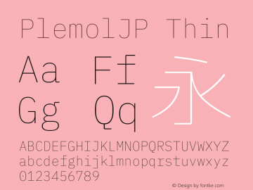 PlemolJP Thin Version 0.0.4 ; ttfautohint (v1.8.3) -l 6 -r 45 -G 200 -x 14 -D latn -f none -a qsq -W -X 