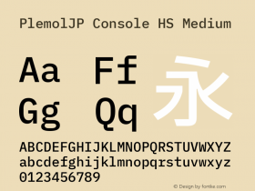 PlemolJP Console HS Medium Version 0.0.4 ; ttfautohint (v1.8.3) -l 6 -r 45 -G 200 -x 14 -D latn -f none -a qsq -W -X 