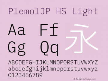 PlemolJP HS Light Version 0.0.4 ; ttfautohint (v1.8.3) -l 6 -r 45 -G 200 -x 14 -D latn -f none -a qsq -W -X 