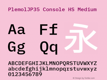 PlemolJP35 Console HS Medium Version 0.0.4 ; ttfautohint (v1.8.3) -l 6 -r 45 -G 200 -x 14 -D latn -f none -a qsq -W -X 