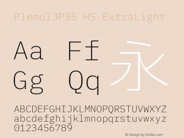 PlemolJP35 HS ExtraLight Version 0.0.4 ; ttfautohint (v1.8.3) -l 6 -r 45 -G 200 -x 14 -D latn -f none -a qsq -W -X 