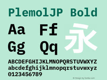 PlemolJP Bold Version 0.0.5 ; ttfautohint (v1.8.3) -l 6 -r 45 -G 200 -x 14 -D latn -f none -a nnn -W -X 