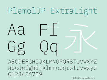 PlemolJP ExtraLight Version 0.0.5 ; ttfautohint (v1.8.3) -l 6 -r 45 -G 200 -x 14 -D latn -f none -a nnn -W -X 