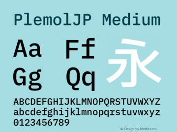 PlemolJP Medium Version 0.0.5 ; ttfautohint (v1.8.3) -l 6 -r 45 -G 200 -x 14 -D latn -f none -a nnn -W -X 