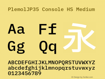 PlemolJP35 Console HS Medium Version 0.0.5 ; ttfautohint (v1.8.3) -l 6 -r 45 -G 200 -x 14 -D latn -f none -a nnn -W -X 