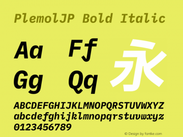 PlemolJP Bold Italic Version 0.1.0 ; ttfautohint (v1.8.3) -l 6 -r 45 -G 200 -x 14 -D latn -f none -a nnn -W -X 