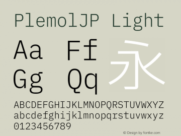 PlemolJP Light Version 0.1.0 ; ttfautohint (v1.8.3) -l 6 -r 45 -G 200 -x 14 -D latn -f none -a nnn -W -X 