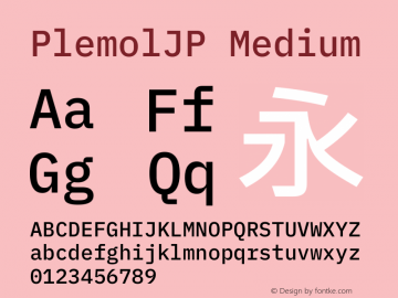 PlemolJP Medium Version 0.1.0 ; ttfautohint (v1.8.3) -l 6 -r 45 -G 200 -x 14 -D latn -f none -a nnn -W -X 