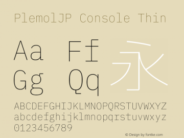 PlemolJP Console Thin Version 0.1.0 ; ttfautohint (v1.8.3) -l 6 -r 45 -G 200 -x 14 -D latn -f none -a nnn -W -X 