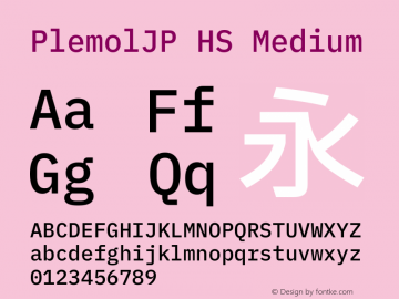 PlemolJP HS Medium Version 0.1.0 ; ttfautohint (v1.8.3) -l 6 -r 45 -G 200 -x 14 -D latn -f none -a nnn -W -X 